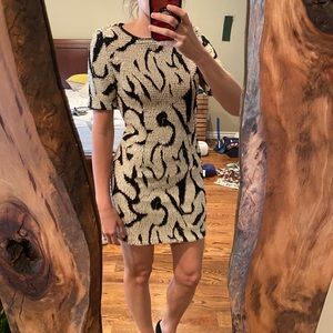 Pink gold and black sequin dress